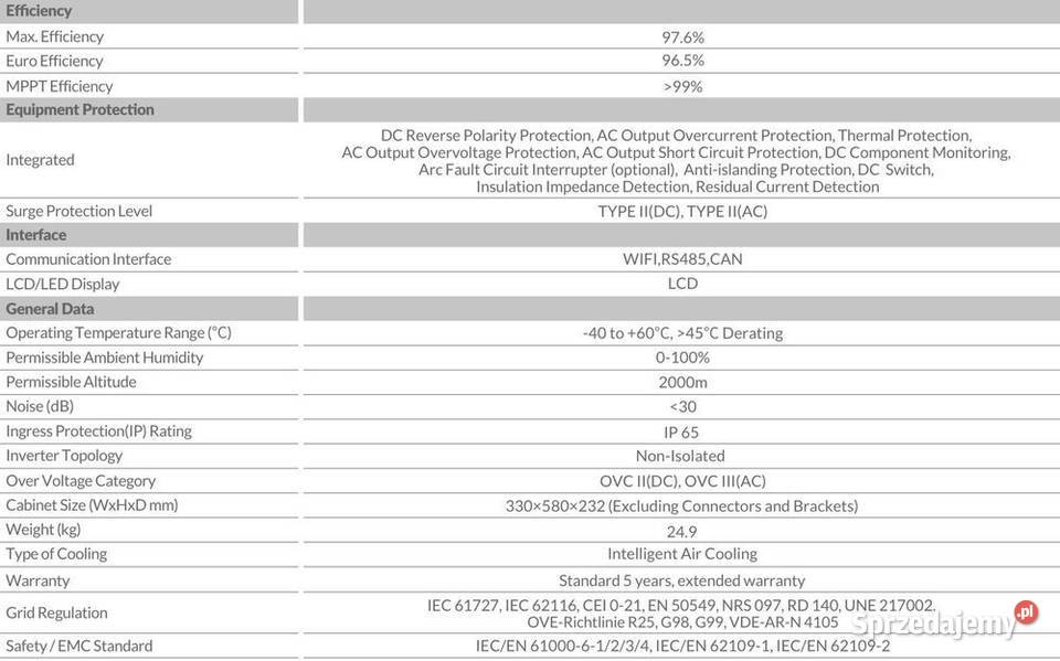 DEYE Falownik hybrydowy 36 kW SG05LP1 1fazowy