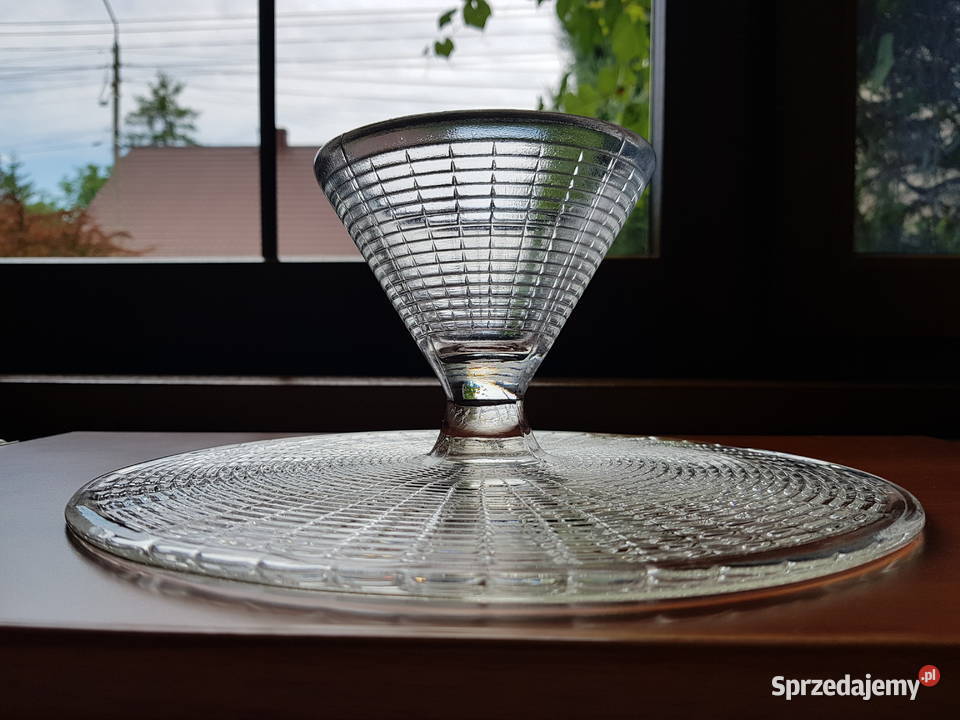 Patera tortownica kat H221 Hortensja szkło PRL Dąbrowa Górnicza