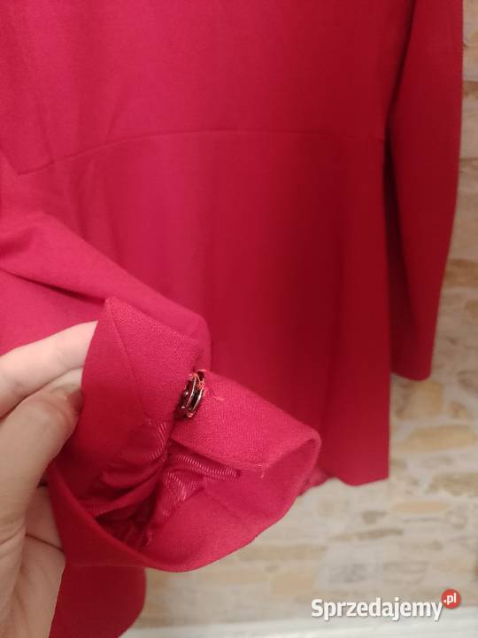 40L Zara Czerwony płaszcz z Madrytu dłuższy Kraków