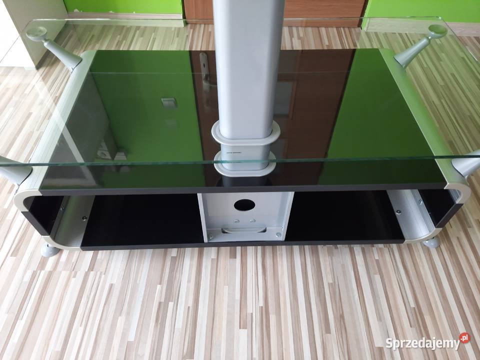 Stolik RTV z drewna czarny połysk aluminium stal Kotwasice sprzedam