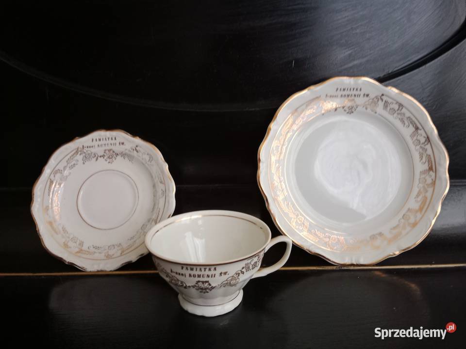 Porcelana Bogucice Zestaw Pamiątka I Komunii Św Porcelana i szkło śląskie Ruda Śląska