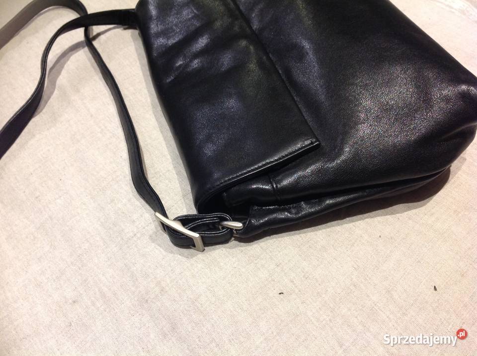 Skórzana Czarna Torebka Damska FANCY na ramię j