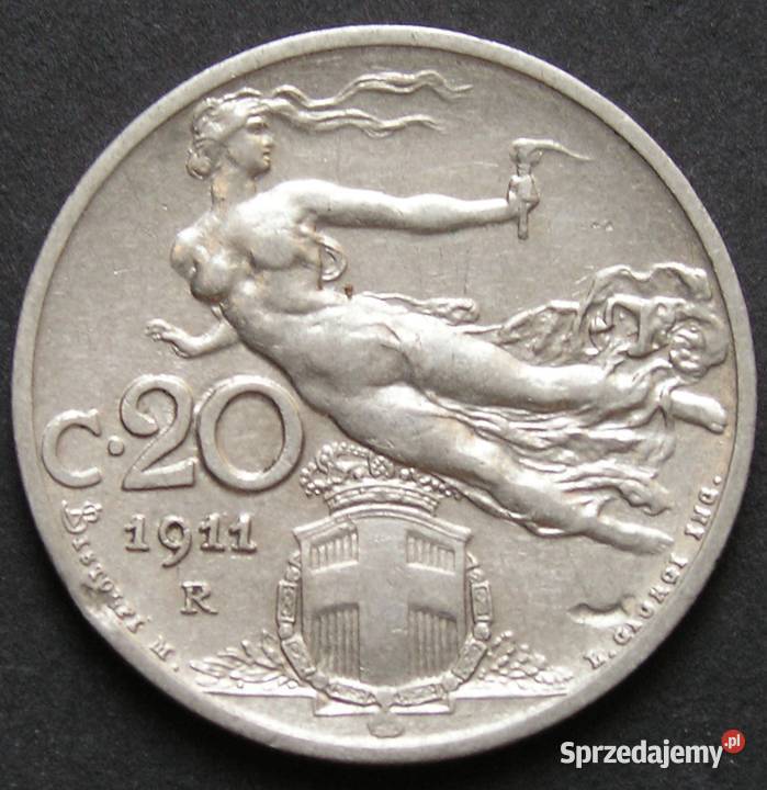 Włochy 20 centesimi 1911 stan 2 Numizmatyka łódzkie Łódź