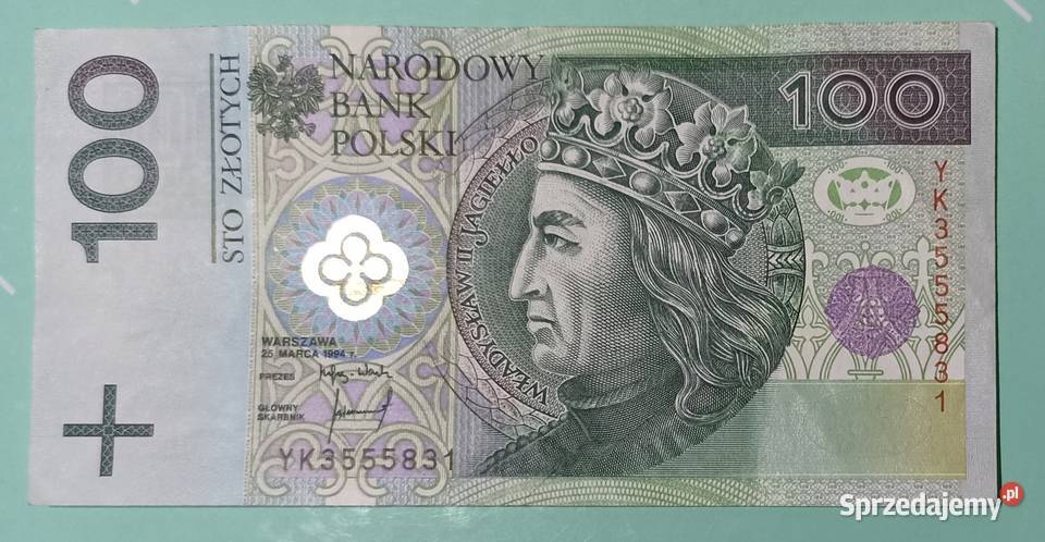 Banknot 100 Seria YK3555831 Pozostałe Rzeczenica sprzedam