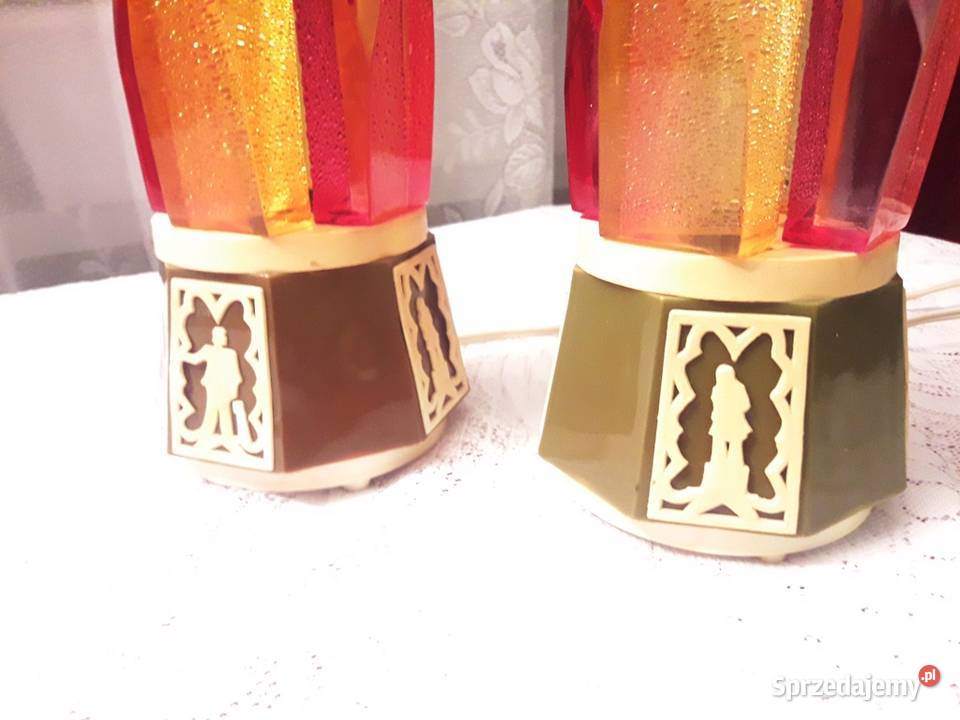 Lampki nocne kryształy stołowe lampy ozdobne PRL Piotrków Trybunalski