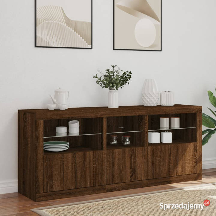 Szafka z oświetleniem LED brązowy dąb 162x37x67 Warszawa sprzedam