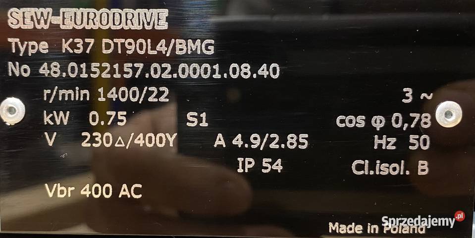 motoreduktor przekładnia 075kW 22obr 3fazowy