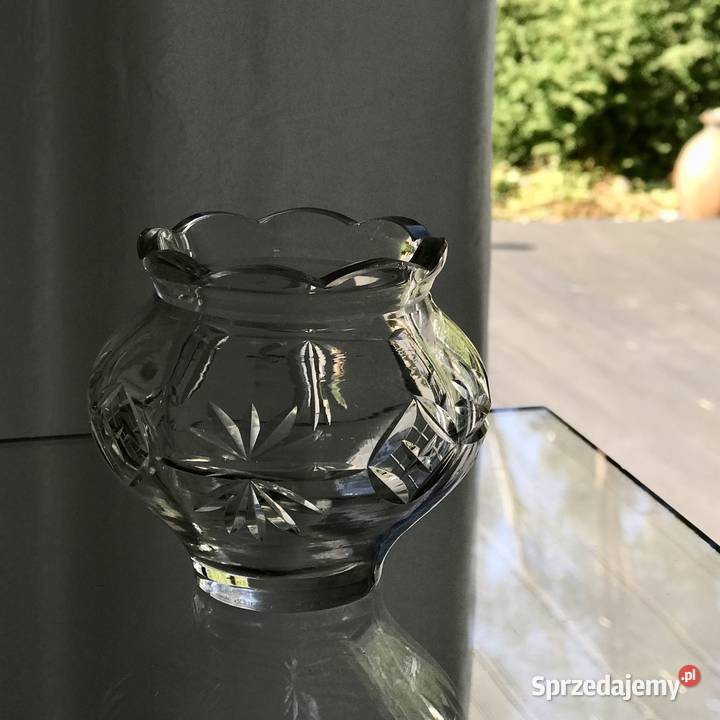 Niewielki kryształowy wazon szlif ręczny śląskie Myszków sprzedam