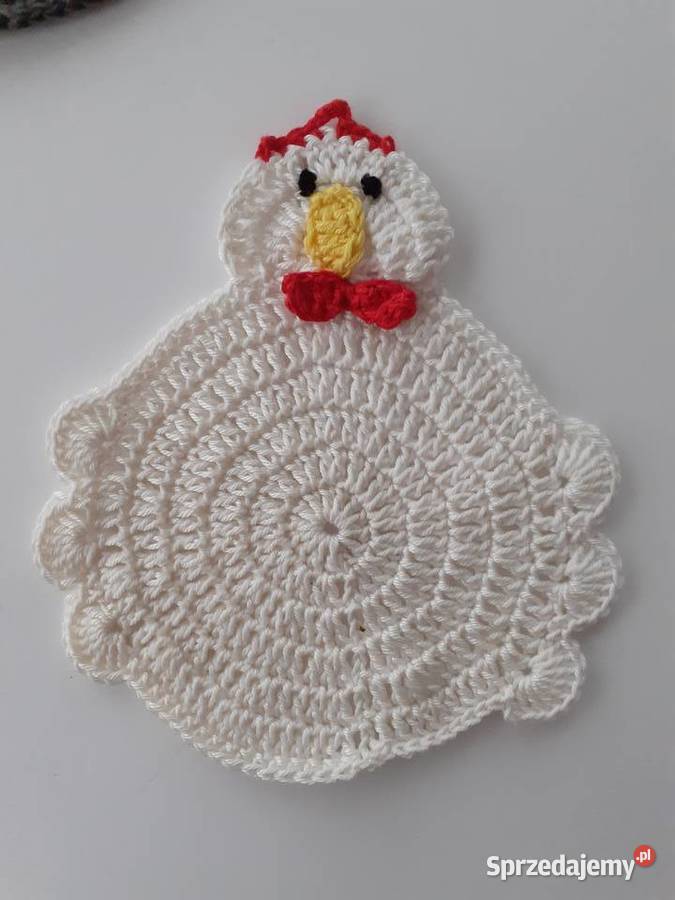Podkładki kurki ręcznie robione na szydełku hand wielokolorowy Kamyk