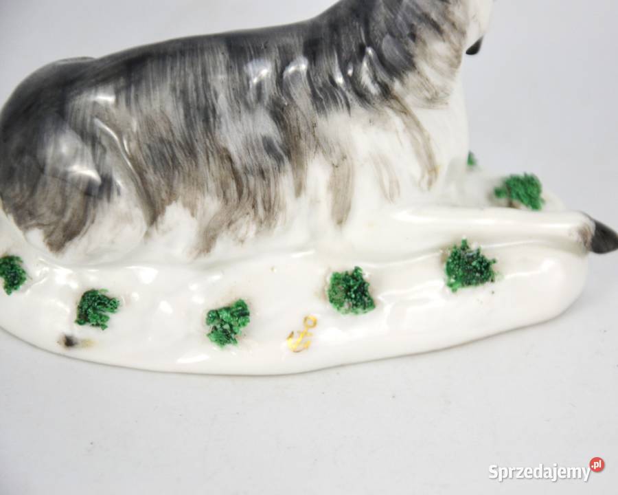 Kozioł leżący porcelana Edm Samson Francja XIXw Bronisze