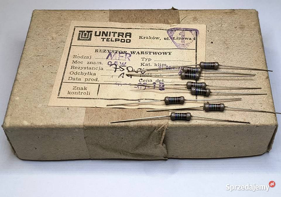 Rezystor 750 Ohm 05W MFR Unitra TELPOD Elektronika Gdańsk sprzedam