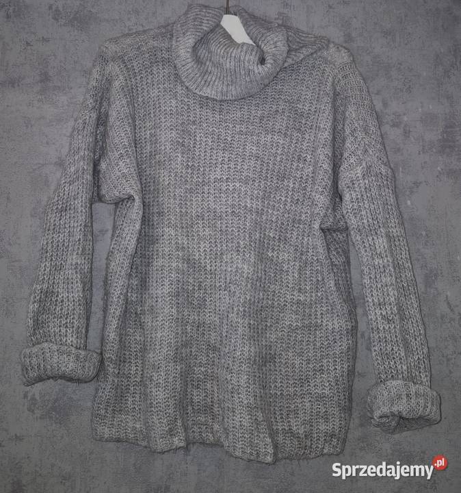 Sweter damski popielaty golf 38M długi Łódź sprzedam