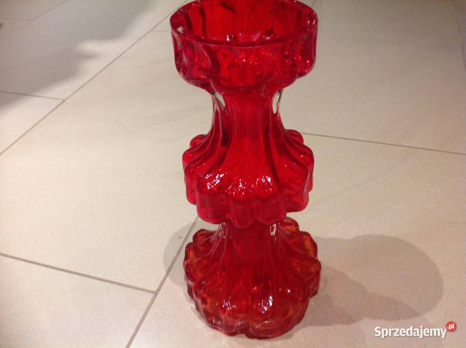 Czerwony Wazon INGRID GLASS Szkło Kryształowe lubuskie Nowa Sól