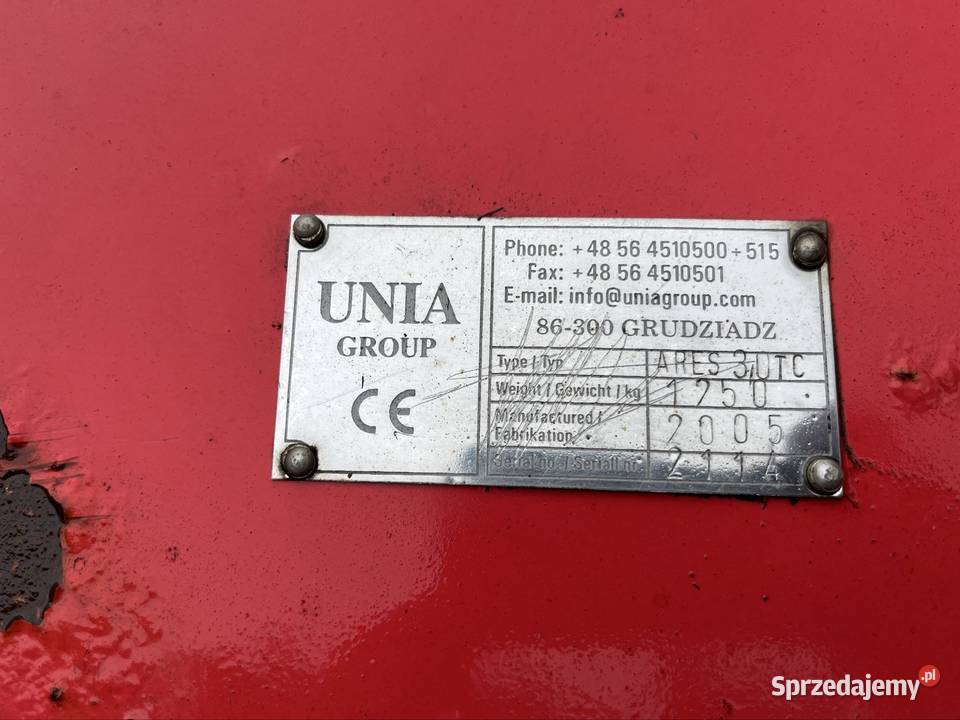 UNIA ARES talerzówka 3m Maszyny uprawowe
