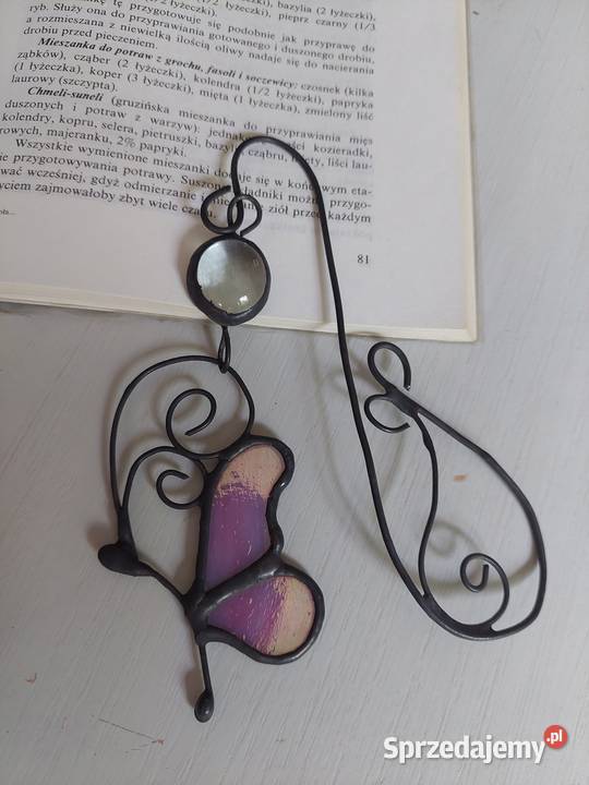 zakładka do książki motylek róż perłowy witraż Piekary Śląskie