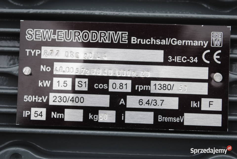 Motoreduktor 15kw 50obrmin Firmy SEW Kargowa