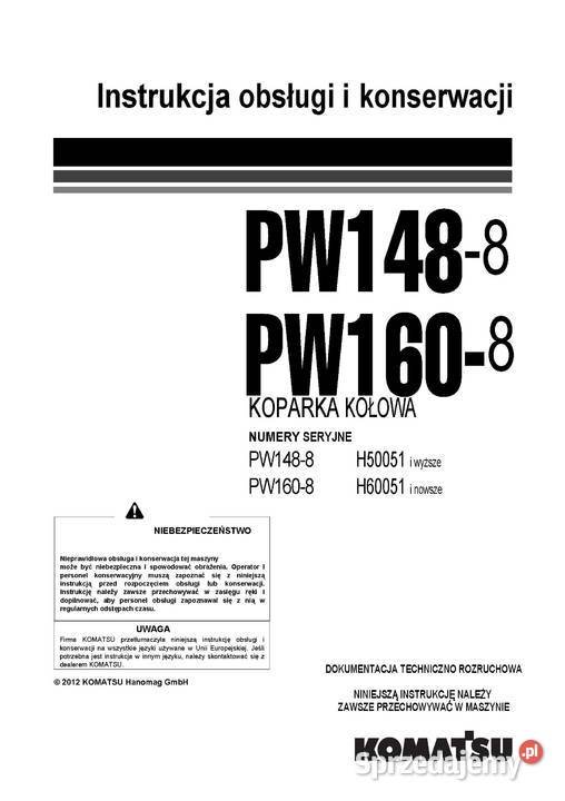 Instrukcja obsługi Komatsu PW1608 DTR wielkopolskie Szamotuły