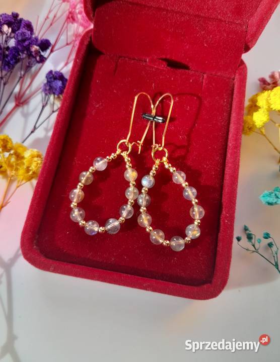 Kolczyki z kamienia naturalnego labradoryt Kolczyki Kozienice