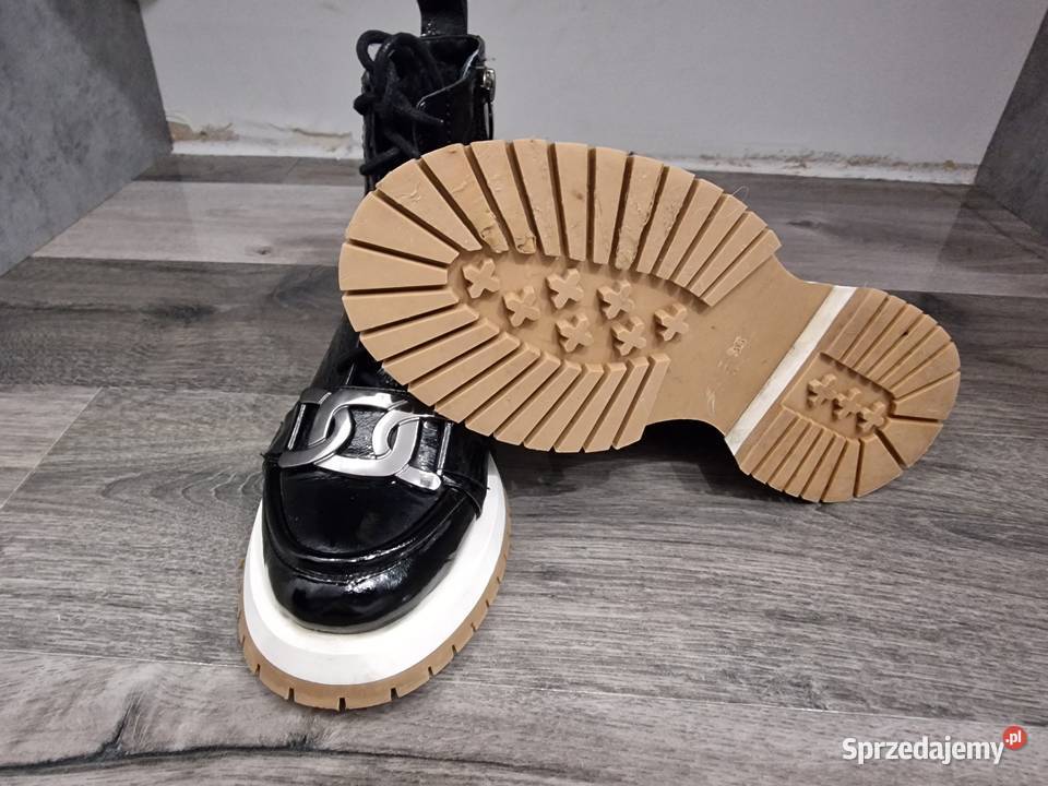 Botki Czarny Lakier 36 232cm Damskie sprzedam