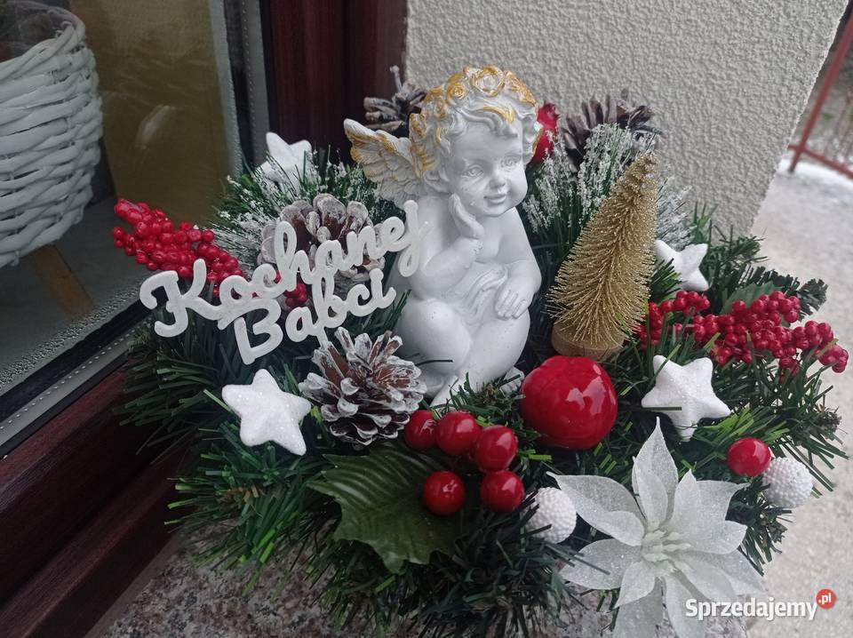 Stroik świąteczny na cmentarz z aniołkiem sprzedam