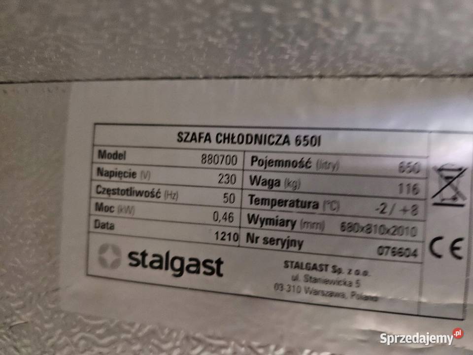Szafa Chłodnicza Lakierowana 650l Stalgast