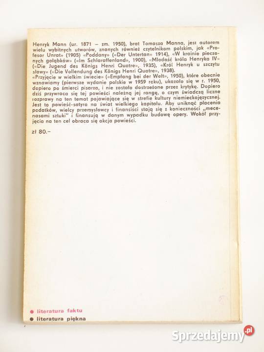 Przyjęcie w wielkim świecie Henryk Mann małopolskie Kraków sprzedam