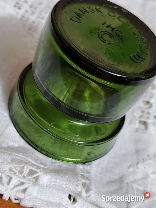 Świecznik szkło zielone PRL Antyki, Sztuka, Kolekcje dolnośląskie Legnica