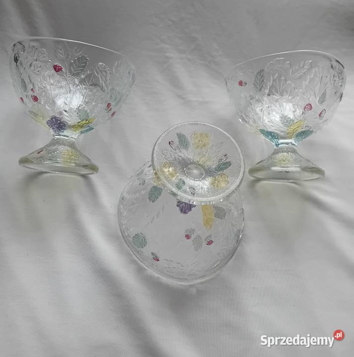 3 pucharki Poziomki Ząbkowice Crystallite proj Koźminek