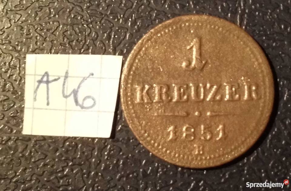 AustroWęgry 1 krajcar 1851 Numizmatyka Kraków