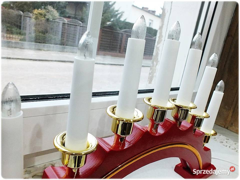 Drewniany Świecznik łukowy na parapetokno Lampki lubuskie Żary sprzedam