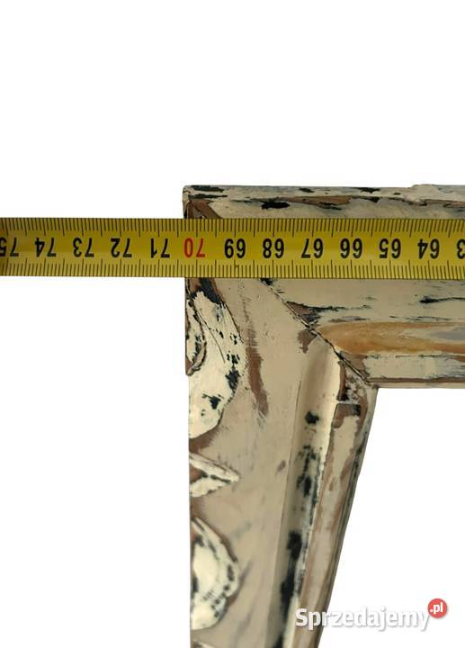 Vintage PRL masywne rustykalne lustro z litego Warszawa