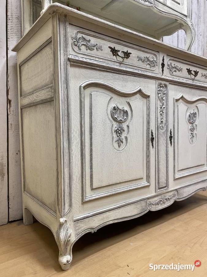 Kredens Ludwik XV Rocaille biały odnowiony 245cm Poznań