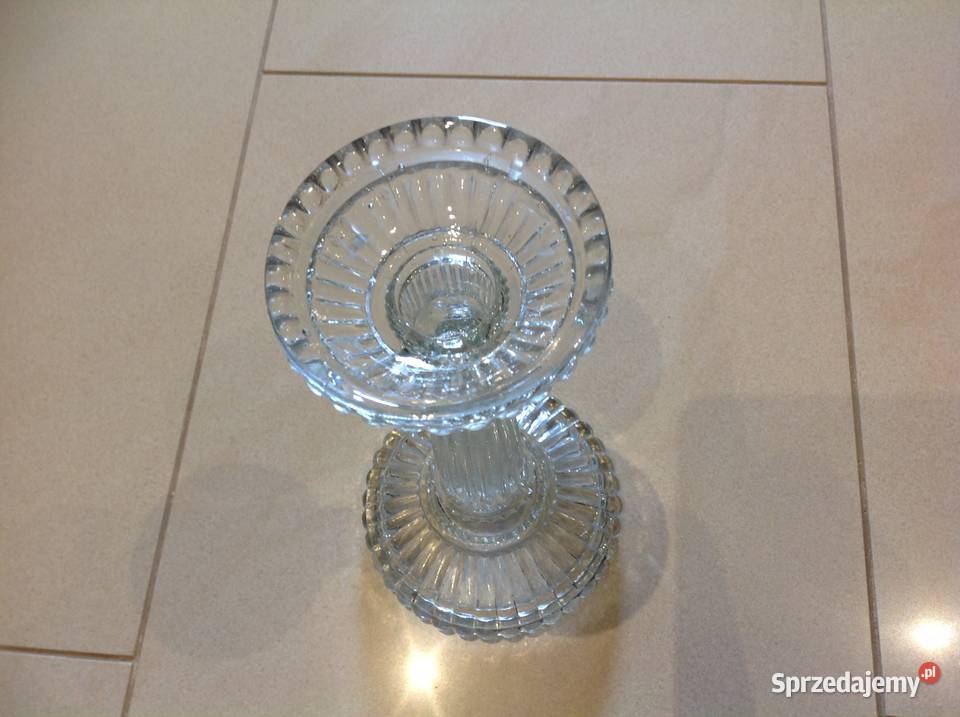 Stary Świecznik Szklany Porcelana i szkło Nowa Sól