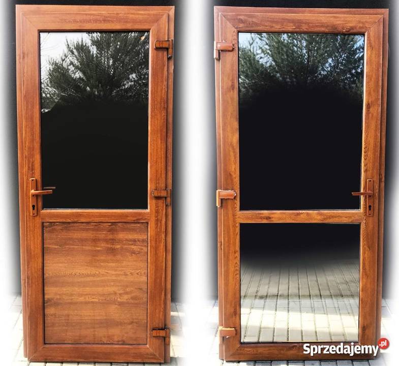 Ciepłe drzwi PCV 110x210 złoty dąb Toruń