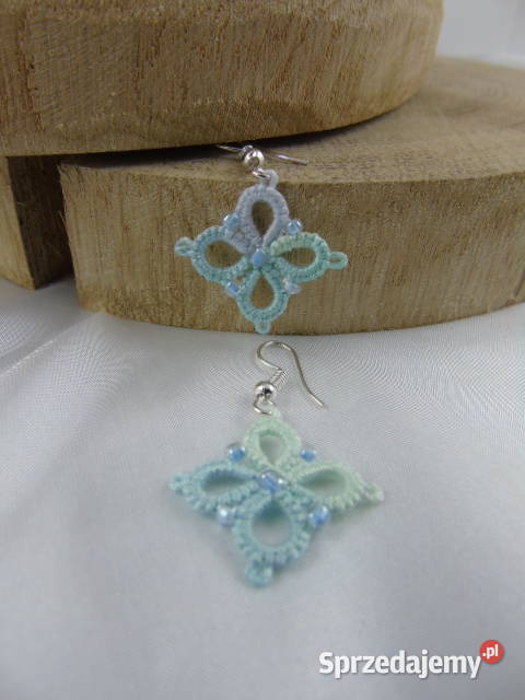 Kolczyki frywolitkowe różne wzory i kolory Wiśniowa