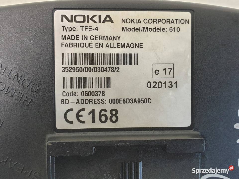 Space Star ZESTAW GŁOŚNOMÓWIĄCY Nokia TFE4 610 Rudka
