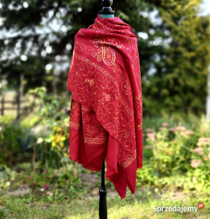 Duży szal orientalny indyjski haftowany haft