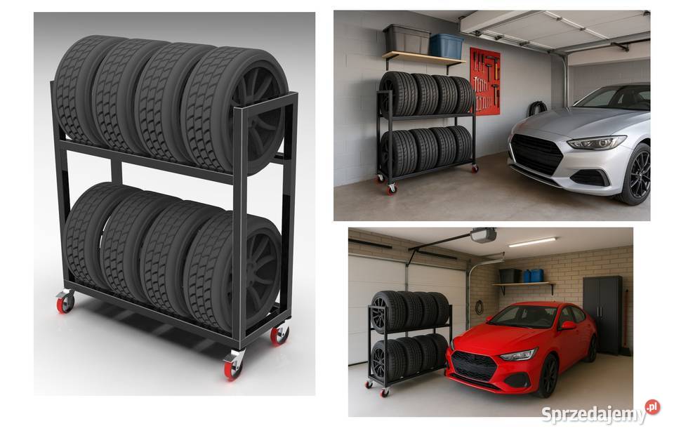 Stojak na koła opony stelaż na kółkach do garażu Jeżowe