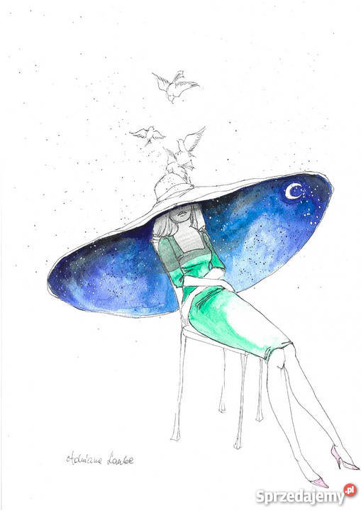 KAPELUSZOWE SNY akwarela artystki Adriany Laube Malarstwo