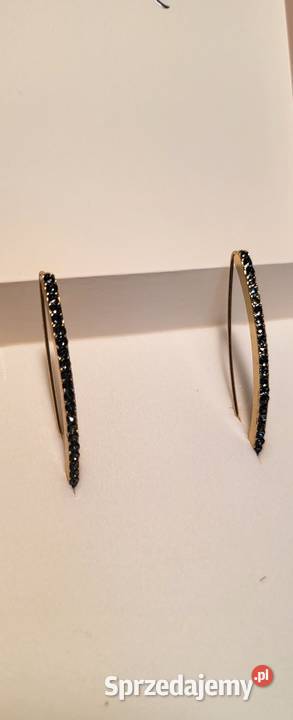 Złote kolczyki z błękitnymi syntetycznymi śląskie Bielsko-Biała