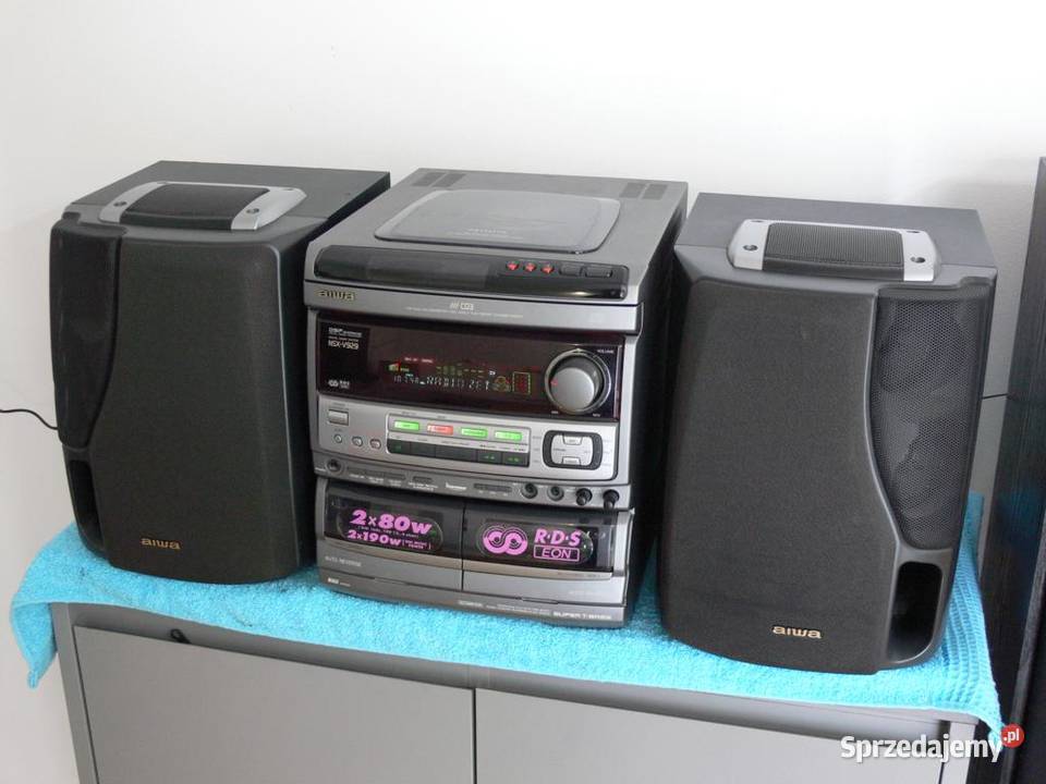 Wieża Aiwa 510 wat kolumny AUX CD radio Karaoke Jasło