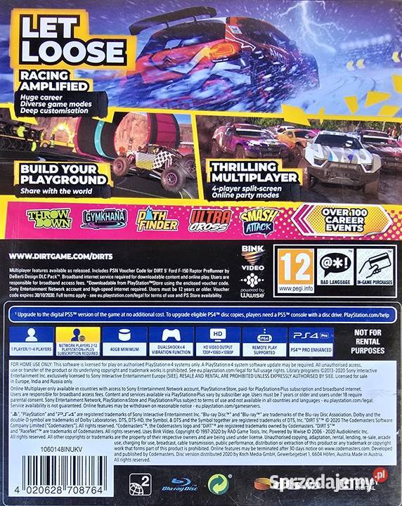 DIRT 5 PLAYSTATION 4 PLAYSTATION 5 4 5 12+ Kraków sprzedam