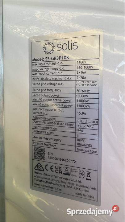 Inwerter trójfazowy falownik Solis s5gr3p10k