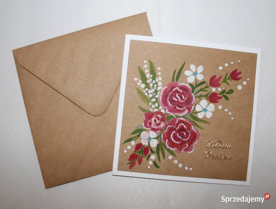 kartka na urodziny HANDMADE urodzinowa brązowa w Stare Miasto sprzedam