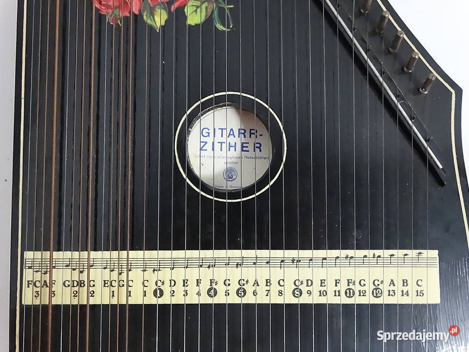 Stara cytra gitarowa GitarrZither nuty pudełko Biłgoraj