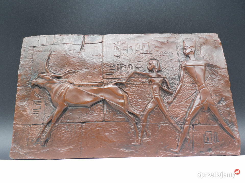Egipska Tablica Reliefowa Scena z Bykiem Abydos Raszków