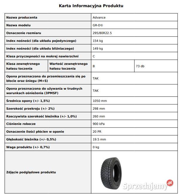 ADVANCE GRD1 29580 R225 Opony napędowe kostka 4 Ciężarowe