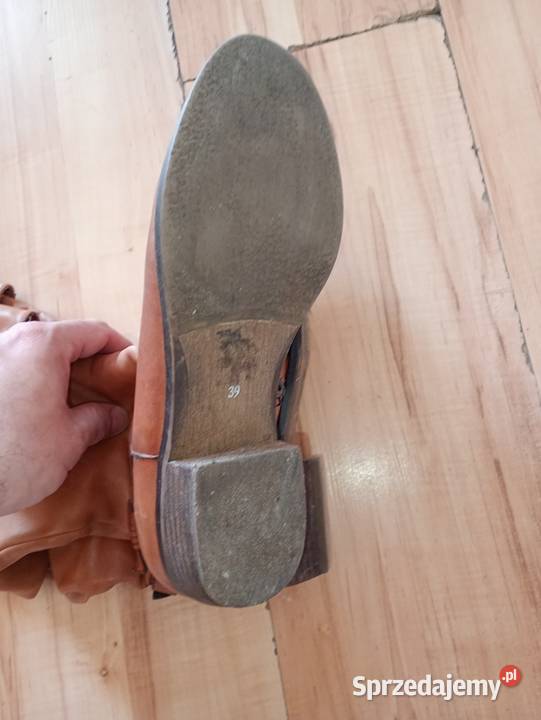 kozaki buty damskie 39 brązowe wysokie używane Szczecin