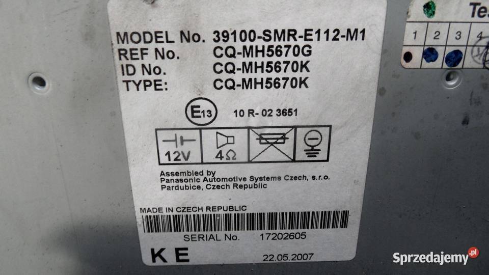 HONDA CIVIC VIII UFO 07r panel radia radio