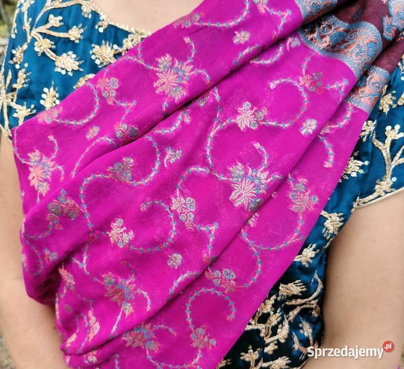 Piękne sari banarasi saree saari Indie Bollywood kolorowy Szczecin